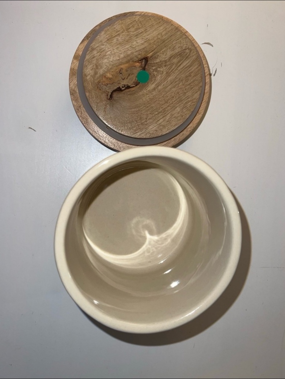 Made In India Ceramic Jar with Wood Lid - Picture 3 of 9